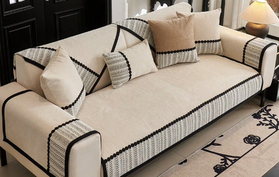 Four Seasons Anti-Slip Chenille Sofa Cover Thick Seat Cushion Decorative Blanket for Sofa, Bedroom, Office