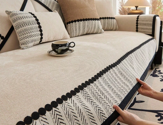 Four Seasons Anti-Slip Chenille Sofa Cover Thick Seat Cushion Decorative Blanket for Sofa, Bedroom, Office
